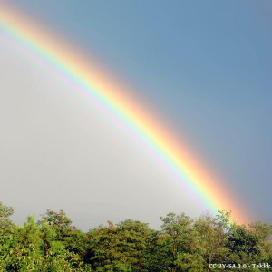 Regenbogen überm konfliktreichen Budapest